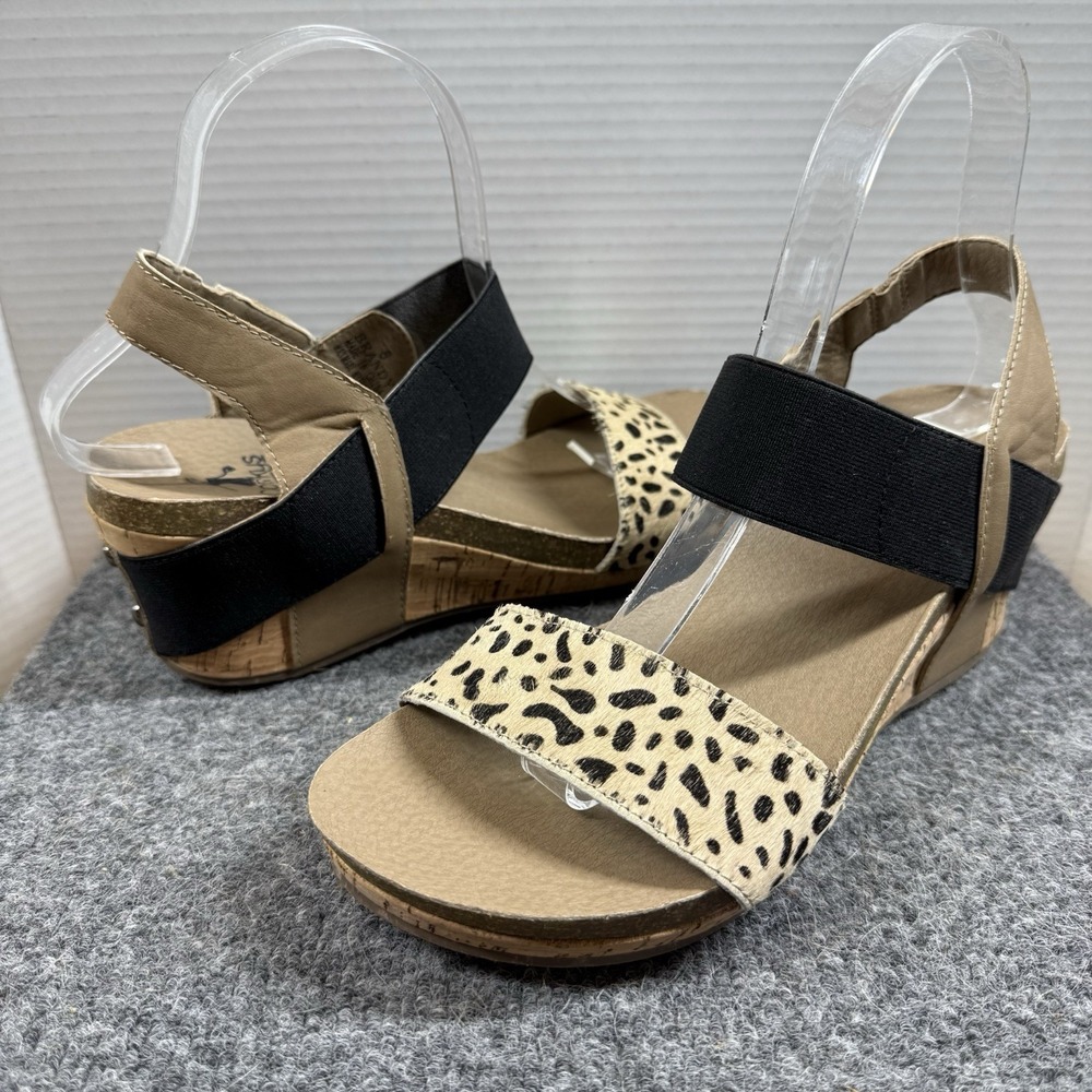 Corkys Brandy Leopard Print Haircalf Cork Wedge Sandals Women's Size 8